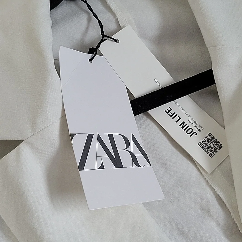 ZARA White NWT Cut Out Sides Tailored Blazer Dress Romper Micro Mini Size Small - Picture 13 of 13